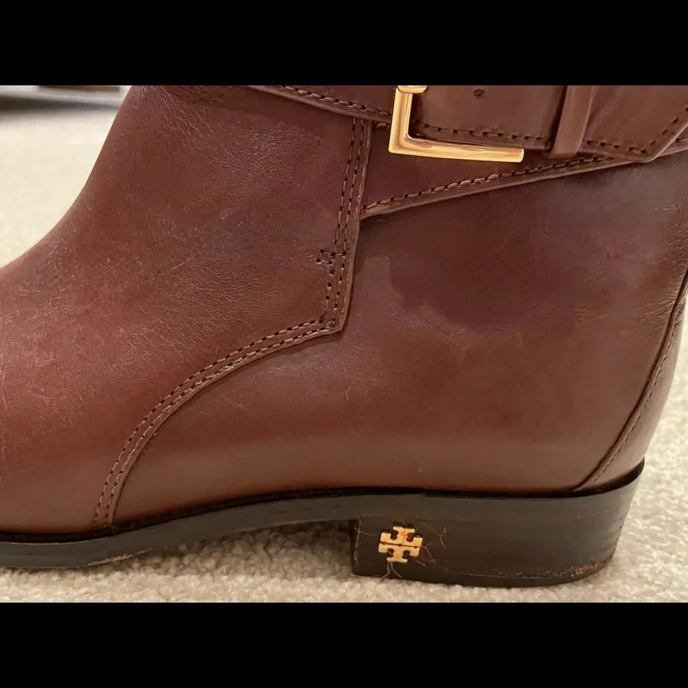 Women's Brown Leather Ankle Boots with Buckle